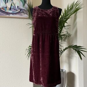 J Jill maroon/Burgandy berry color rayon/silk crushed velvet dress Size SP
